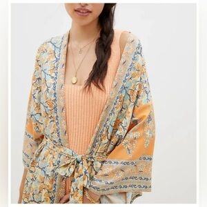 Anthropologie Mosaic Duster Kimono, One Size, Coral